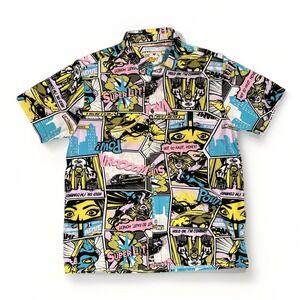 OH! SNAP Drill Clothing Co. Size Large Comic Book Button-Down Short Sleeve Shirt
